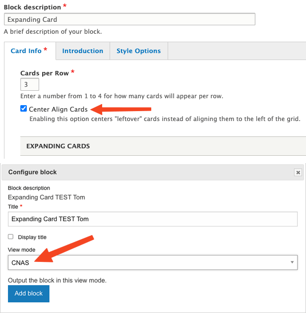 Expanding Card Issue with Center Align Cards checkbox and CNAS View Mode