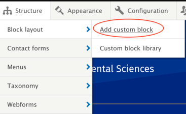 "Add custom block" screenshot