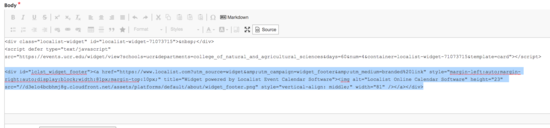 screenshot of localist events source to code that creates the localist brand under the events