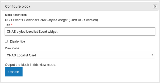 CNAS-styled UCR Events Calendar Widget